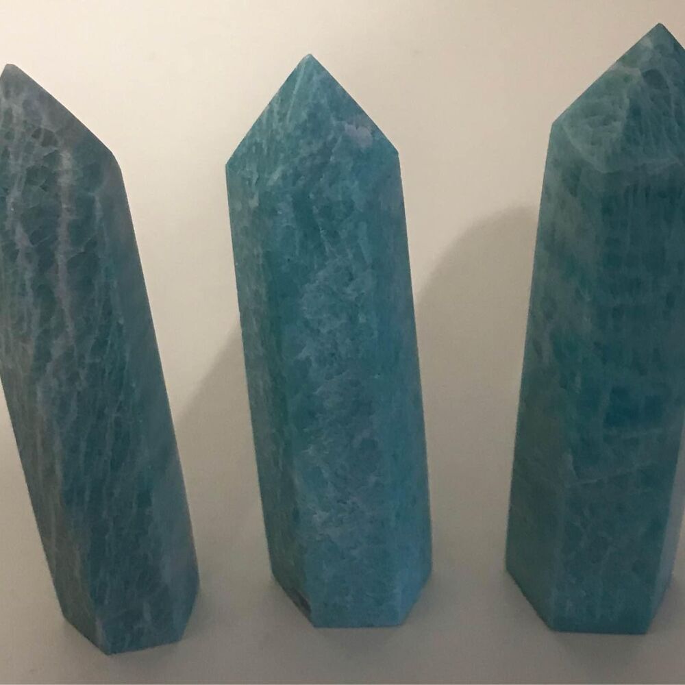 Natural amazonite polished tower point